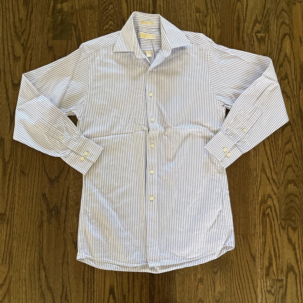 Michael Kohrs White / Purple along Sleeve Button Up Dress Shirt